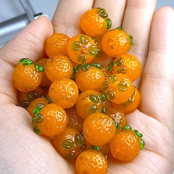 1.3cm orange sand sugar orange czech glass beads for diy bracelet keychain necklace gifts accessories
