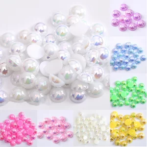 2/3/4/5/6/8/10/12/14 mm ab color imitation pearls craft half round flatback beads for jewelry making nail diy decoration