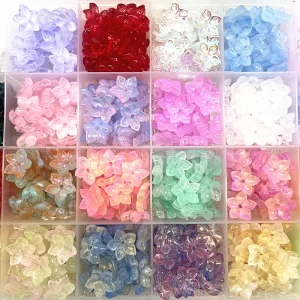 30pcs12mm sharp corner five petal flower lampwork beads caps glass spacer beads for jewelry making diy accessories hairpin