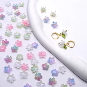 30pcs 10mm mix color cherry blossom bead czech glass loose beads for jwelry making diy accessories handmade