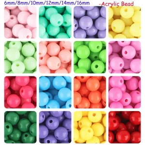 6 16mm 20 200pcs/lot multicolour acrylic round beads handcraft spacer bead for jewelry making diy bracelet necklace accessories