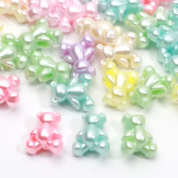 50pcs 12x14mm shiny cute bear beads acrylic loose spacer beads for diy jewelry making bracelet necklace earrings handicrafts