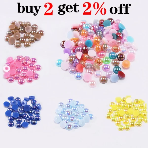 2/3/4/5/6/8/10/12/14 mm ab color imitation pearls craft half round flatback beads for jewelry making nail diy decoration