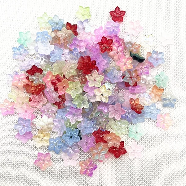 30pcs12mm sharp corner five petal flower lampwork beads caps glass spacer beads for jewelry making diy accessories hairpin
