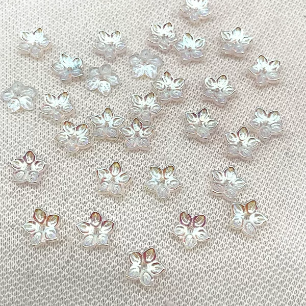 30pcs12mm sharp corner five petal flower lampwork beads caps glass spacer beads for jewelry making diy accessories hairpin
