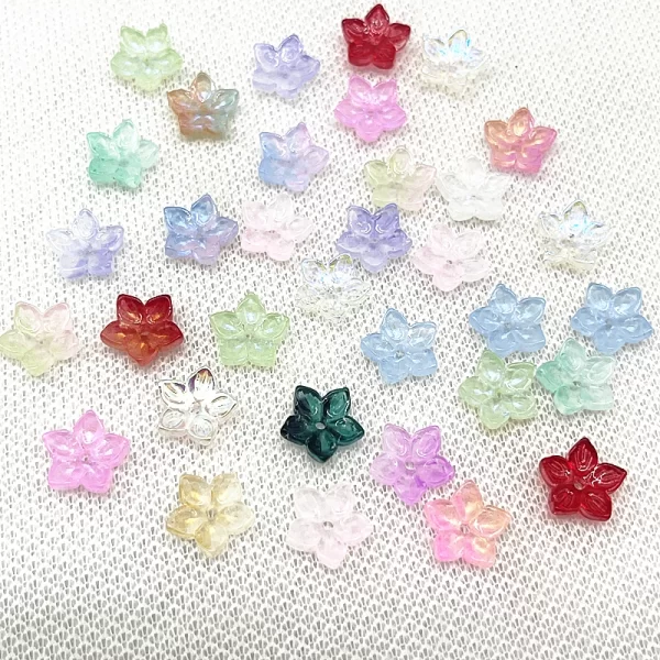 30pcs12mm sharp corner five petal flower lampwork beads caps glass spacer beads for jewelry making diy accessories hairpin