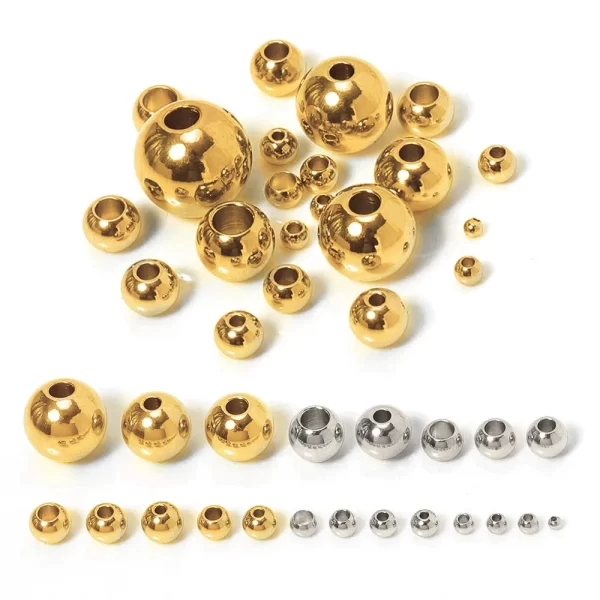 100pcs 3 10mm stainless steel beads for jewelry making loose spacer beads ball hole 1.2 5mm for bracelets jewelry components diy