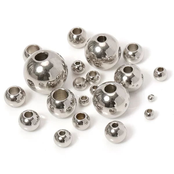 100pcs 3 10mm stainless steel beads for jewelry making loose spacer beads ball hole 1.2 5mm for bracelets jewelry components diy