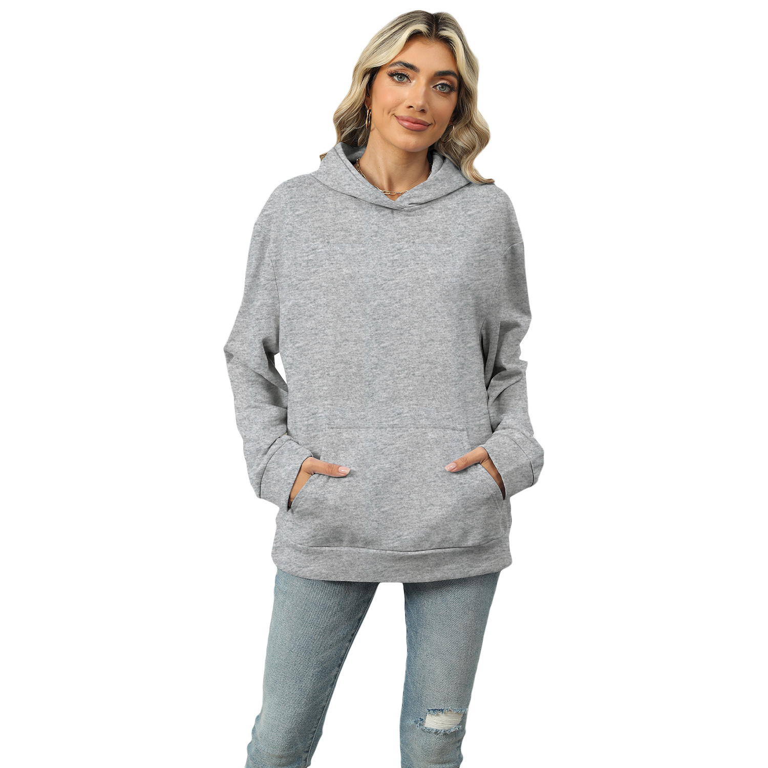 Casual Hooded Pocket Sweatshirt Women-2 Casual Hooded Pocket Sweatshirt Women-2