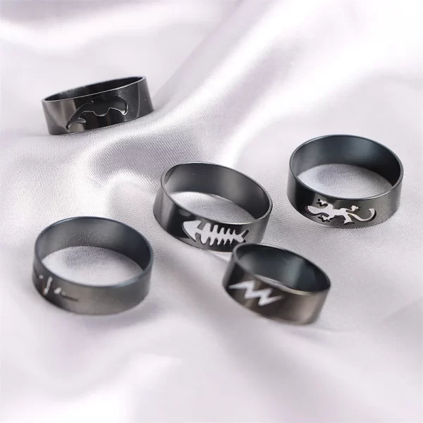 10/20/30/50Pcs Classic Fashion Stripe Hollow Colorful Sticker Stainless Steel Ring Trend Women Jewelry Party Decoration Gift - Image 6