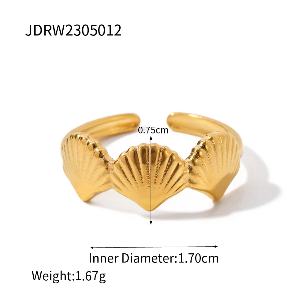 Uworld Top Quality Geometric Wide Stainless Steel Ring 18K Gold Color Waterproof Fashion Minimalist Statement Charm Jewelry Wome-11