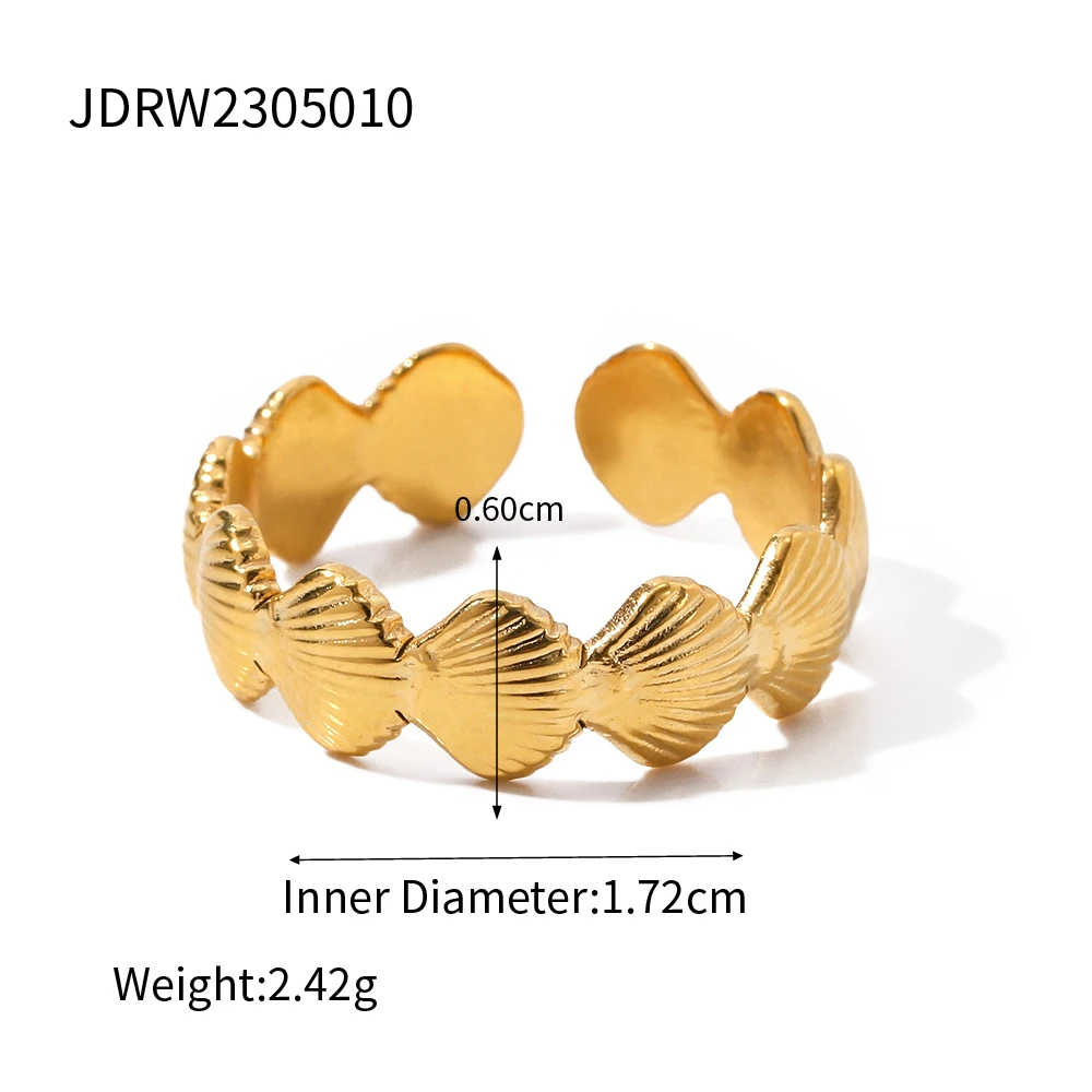 Uworld Top Quality Geometric Wide Stainless Steel Ring 18K Gold Color Waterproof Fashion Minimalist Statement Charm Jewelry Wome-15