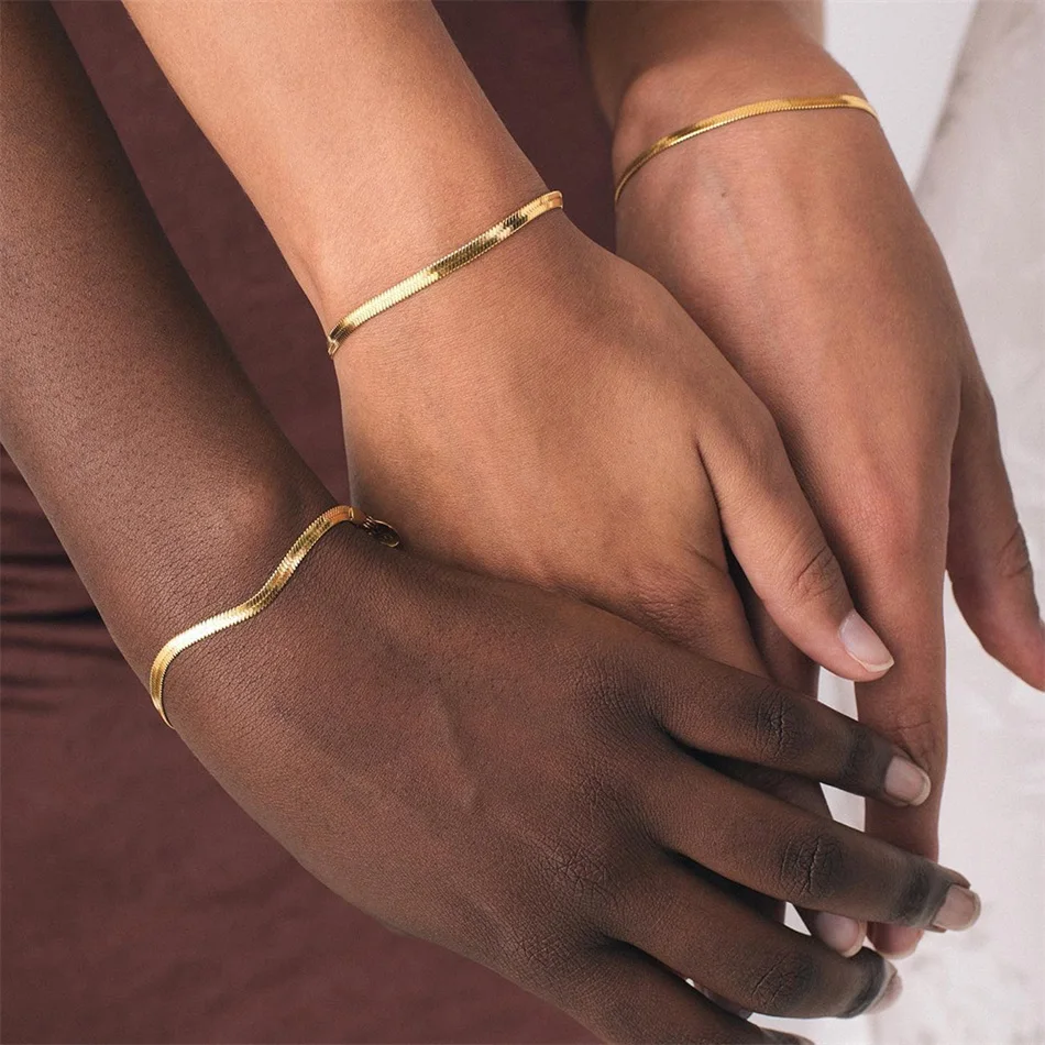 eManco Women Trend Classic Snake Chain Bracelet Gold Color Width 2/3/4/5MM Stainless Steel Chain Bracelet For Women Jewelry Gift-3 eManco Women Trend Classic Snake Chain Bracelet Gold Color Width 2/3/4/5MM Stainless Steel Chain Bracelet For Women Jewelry Gift-3