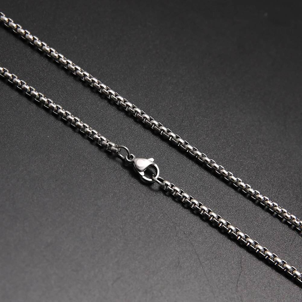 Skyrim Fashion Long Box Chain Necklace Stainless Steel Basic Punk 2-7mm Thick Chains Jewelry Gift for Men Women Wholesale-17