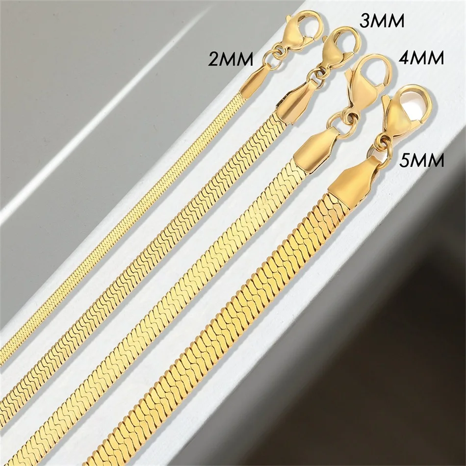 eManco Women Trend Classic Snake Chain Bracelet Gold Color Width 2/3/4/5MM Stainless Steel Chain Bracelet For Women Jewelry Gift-9 eManco Women Trend Classic Snake Chain Bracelet Gold Color Width 2/3/4/5MM Stainless Steel Chain Bracelet For Women Jewelry Gift-9