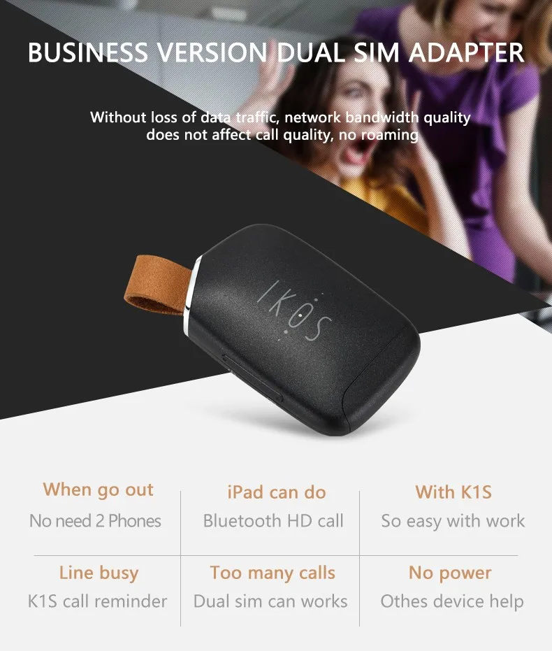 IKOS Two Active SIM Cards Adapter For iPhone Dual SIM Cards Bluetooth Adapter For iPhone14/13Pro Max iPod iPad IOS10 Above-2
