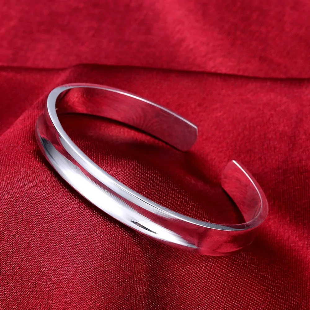 Trendy 925 Sterling Silver Big Bangles Bracelet Cute Charms for Women Lady Fashion Jewelry Adjustment Cuff Wedding Luxury-5 Trendy 925 Sterling Silver Big Bangles Bracelet Cute Charms for Women Lady Fashion Jewelry Adjustment Cuff Wedding Luxury-5