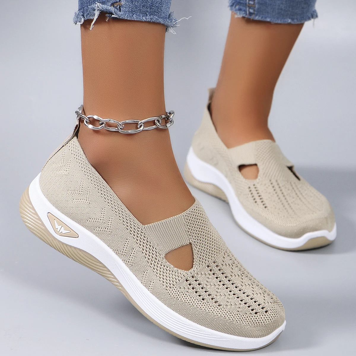 Spring new women's sports shoes, fashionable, breathable, lightweight, non-slip, wear-resistant, casual sports shoes, flat shoes-15