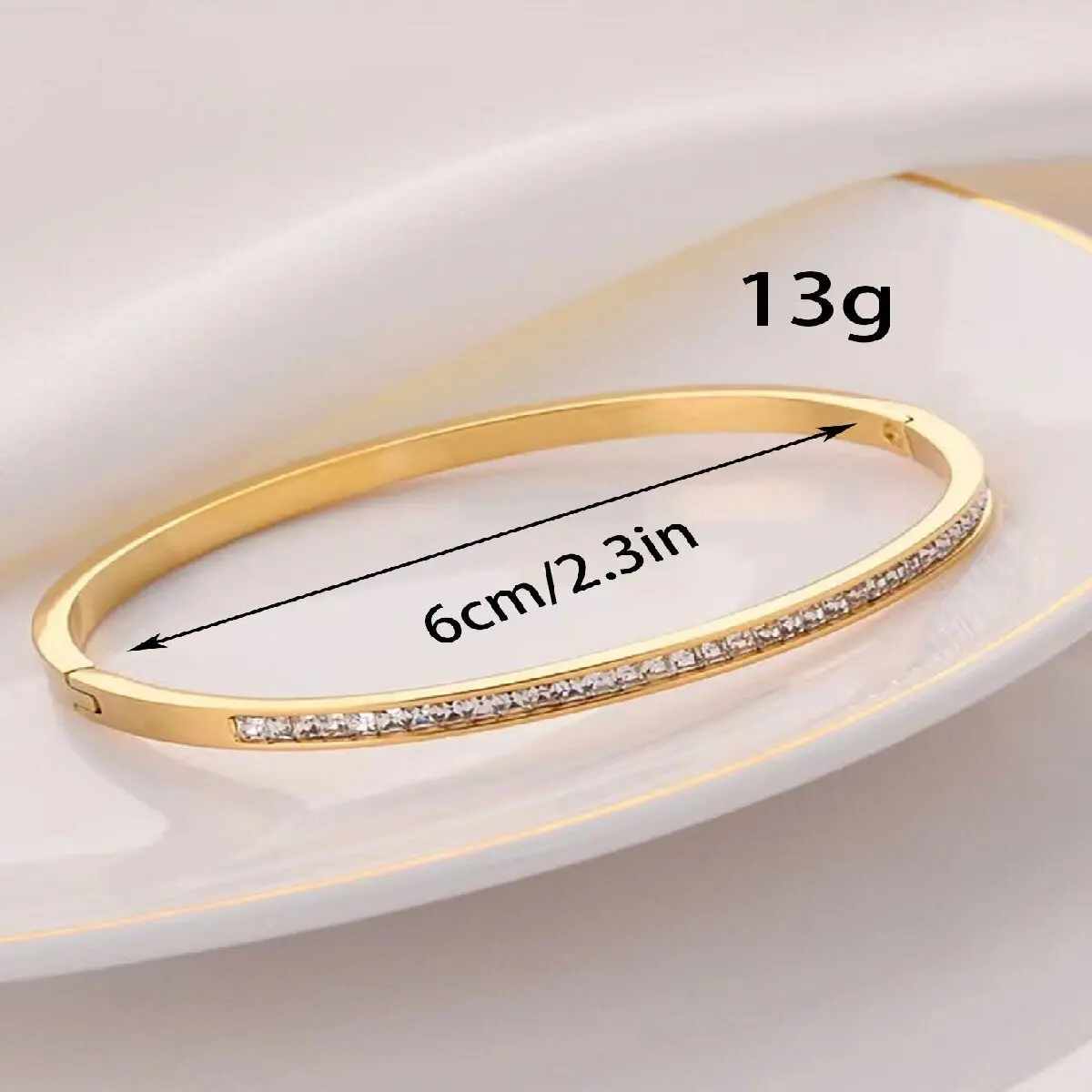 1pc Titanium Steel Gold Bracelet, Fashionable Classic Style, Stainless Steel Bracelet,Inlaid With Zircon,For Womens Daily Wear-7