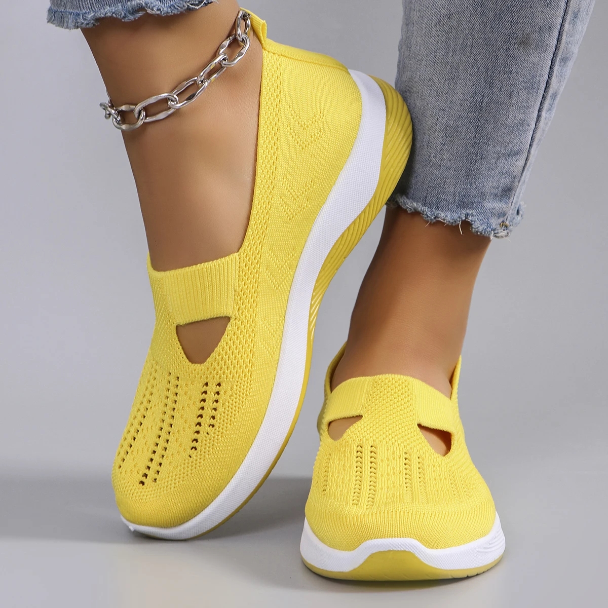 Spring new women's sports shoes, fashionable, breathable, lightweight, non-slip, wear-resistant, casual sports shoes, flat shoes-33