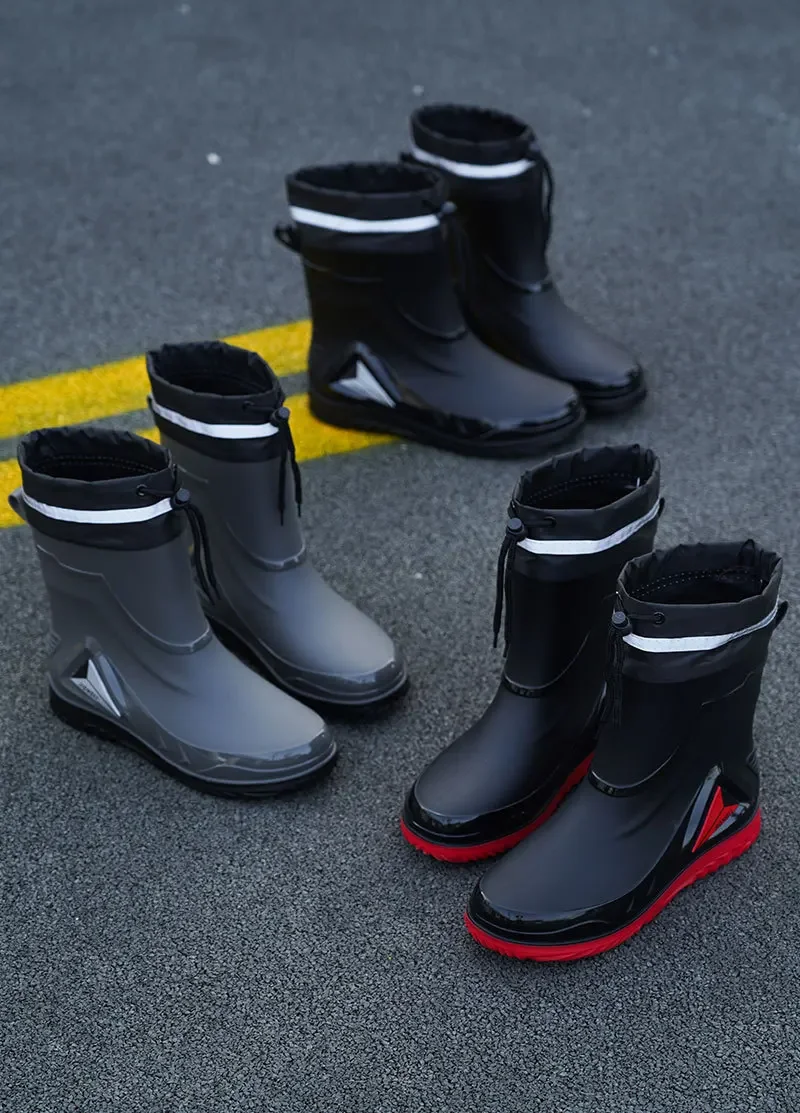 Waterproof Men's Rain Shoes Outdoor Non-slip Work Shoes Fleece Lined Cotton Warm Rain Boots Kitchen Footwear Male-19 Waterproof Men's Rain Shoes Outdoor Non-slip Work Shoes Fleece Lined Cotton Warm Rain Boots Kitchen Footwear Male-19