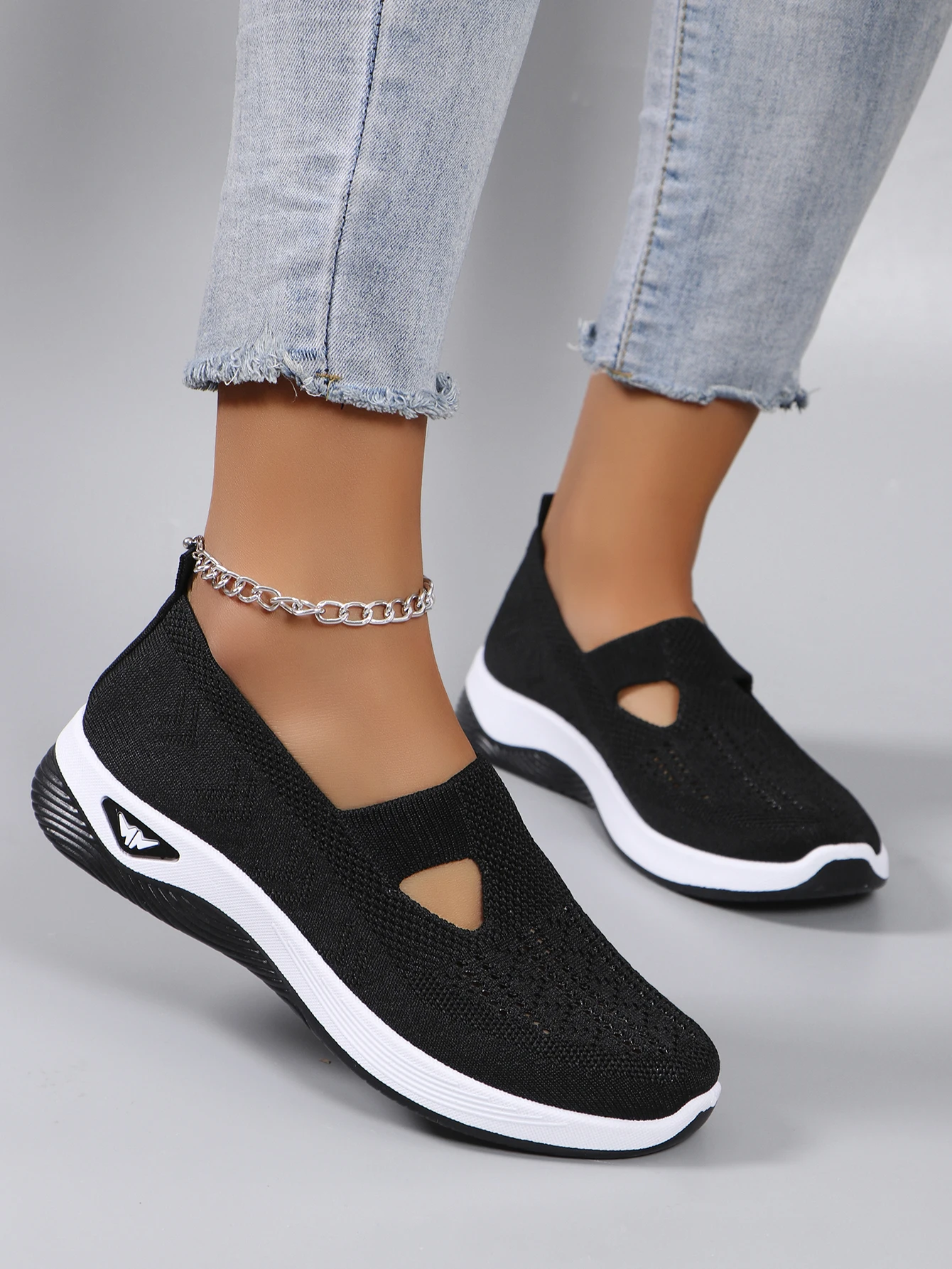 Spring new women's sports shoes, fashionable, breathable, lightweight, non-slip, wear-resistant, casual sports shoes, flat shoes-21