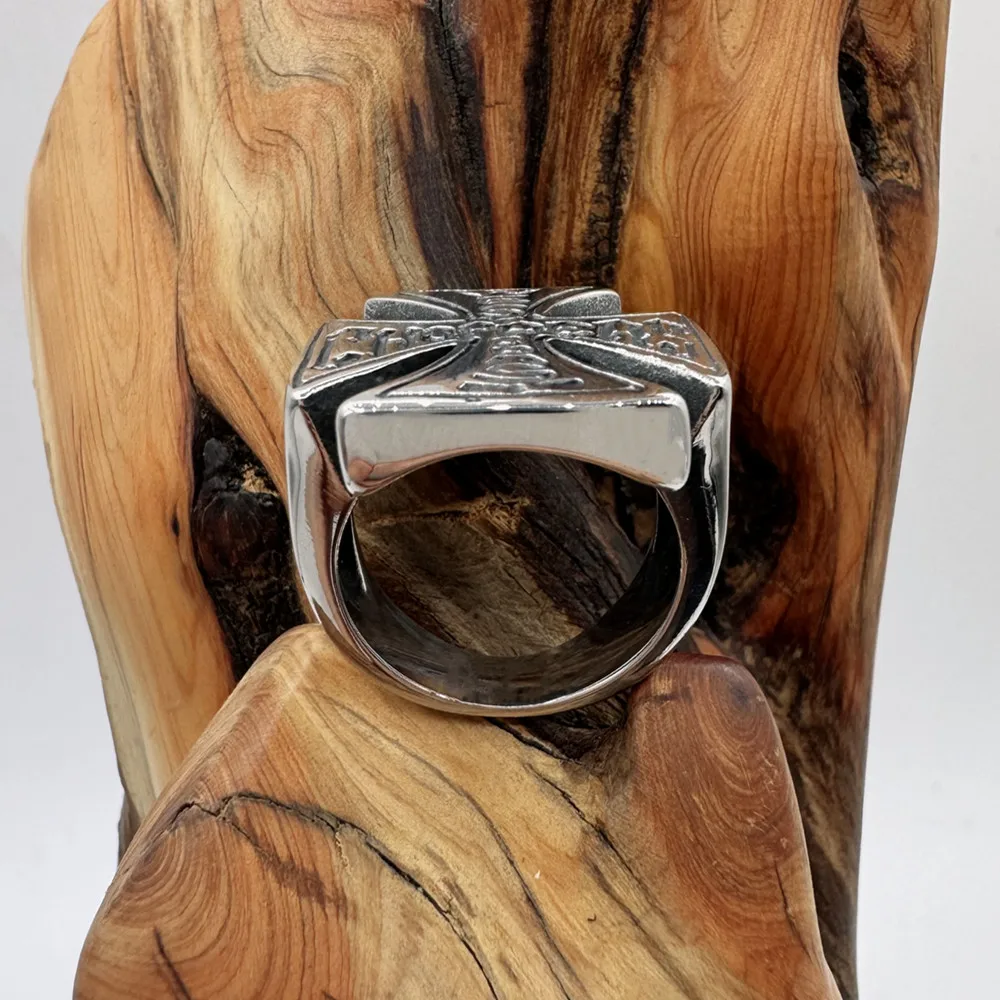 Cross Ring 316L Stainless Steel Jewelry Biker Punk Men Fashion Motorcycle Ring-2