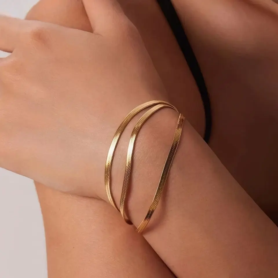 eManco Women Trend Classic Snake Chain Bracelet Gold Color Width 2/3/4/5MM Stainless Steel Chain Bracelet For Women Jewelry Gift-4 eManco Women Trend Classic Snake Chain Bracelet Gold Color Width 2/3/4/5MM Stainless Steel Chain Bracelet For Women Jewelry Gift-4