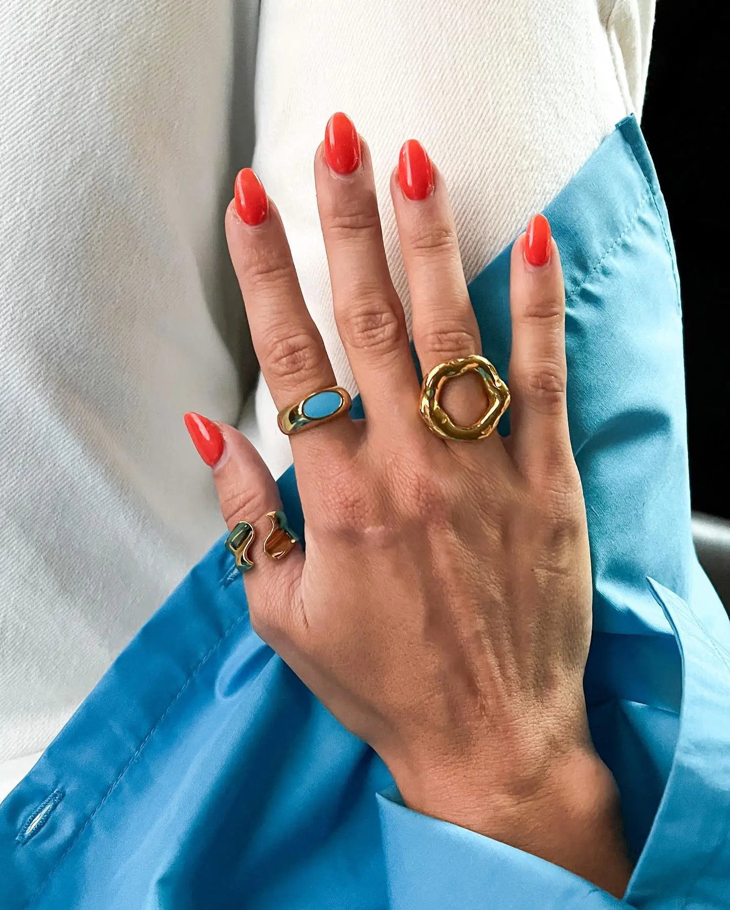 Uworld Top Quality Geometric Wide Stainless Steel Ring 18K Gold Color Waterproof Fashion Minimalist Statement Charm Jewelry Wome-2