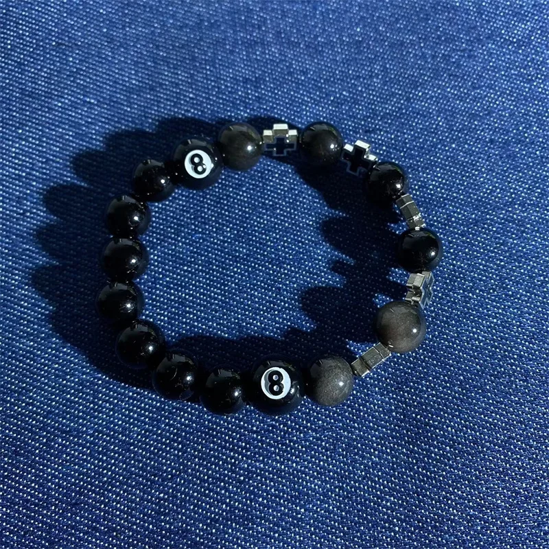 New Billiard Beaded Black 8-Hand Bracelet Ladies Men Cross Lucky Fashion Jewelry Accessories-8