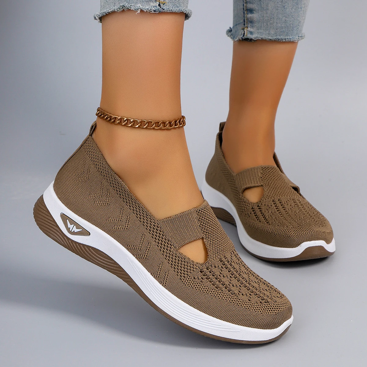 Spring new women's sports shoes, fashionable, breathable, lightweight, non-slip, wear-resistant, casual sports shoes, flat shoes-1