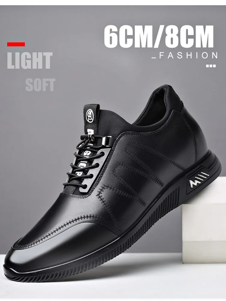 Sneakers Heightening Shoes Men's Formal Shoes 6/8CM Height Increase Shoes Leather Shoes Man Daily Life Height Increasing Shoes-4
