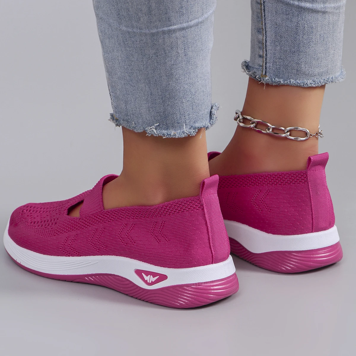 Spring new women's sports shoes, fashionable, breathable, lightweight, non-slip, wear-resistant, casual sports shoes, flat shoes-29