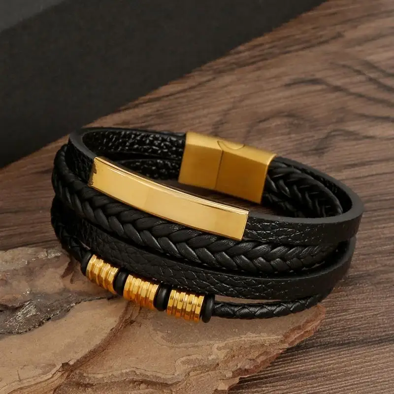 Classic Men's Leather Bracelet New Style Hand-woven Multi-layer Combination Accessory Fashion Man Jewelry Wholesale Dropshipping-7