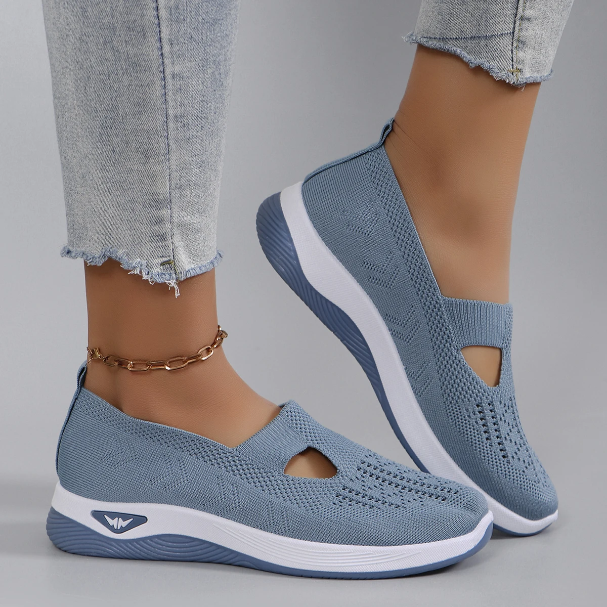 Spring new women's sports shoes, fashionable, breathable, lightweight, non-slip, wear-resistant, casual sports shoes, flat shoes-43