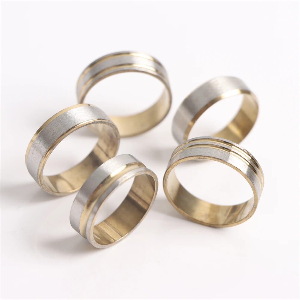 10/20/30/50Pcs Classic Fashion Stripe Hollow Colorful Sticker Stainless Steel Ring Trend Women Jewelry Party Decoration Gift-23