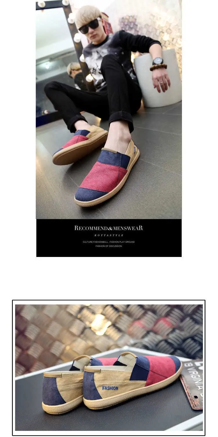 Fisherman's Shoes Fashion Flat Canvas Sneakers Slip On Men's Espadrilles Walking Casual Shoes For Men Loafers Summer-7