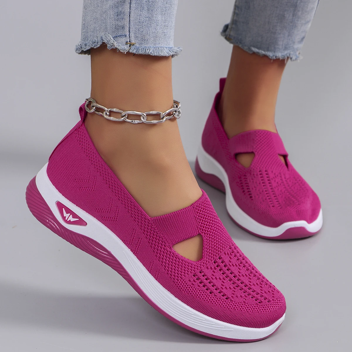 Spring new women's sports shoes, fashionable, breathable, lightweight, non-slip, wear-resistant, casual sports shoes, flat shoes-27