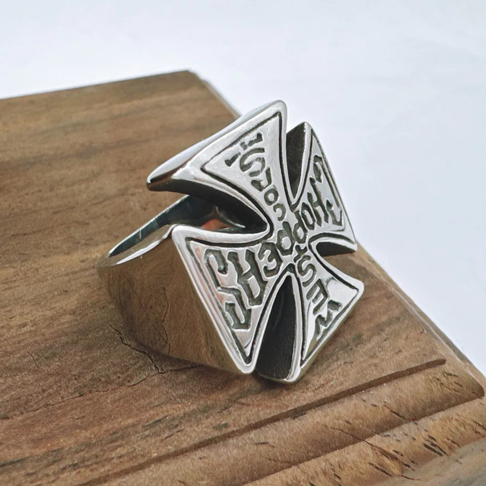 Cross Ring 316L Stainless Steel Jewelry Biker Punk Men Fashion Motorcycle Ring-4