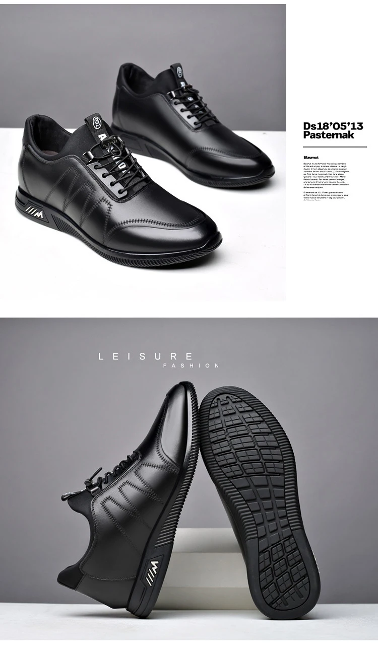Sneakers Heightening Shoes Men's Formal Shoes 6/8CM Height Increase Shoes Leather Shoes Man Daily Life Height Increasing Shoes-12