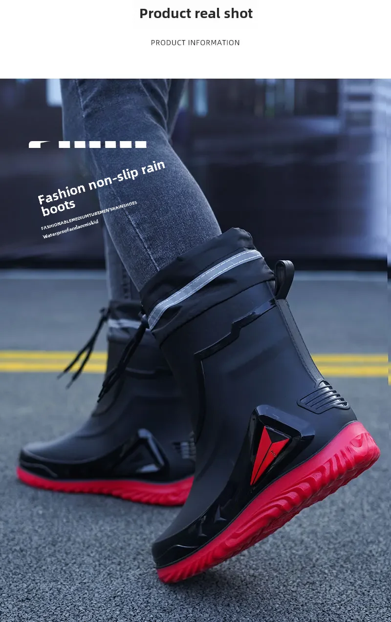 Waterproof Men's Rain Shoes Outdoor Non-slip Work Shoes Fleece Lined Cotton Warm Rain Boots Kitchen Footwear Male-17 Waterproof Men's Rain Shoes Outdoor Non-slip Work Shoes Fleece Lined Cotton Warm Rain Boots Kitchen Footwear Male-17