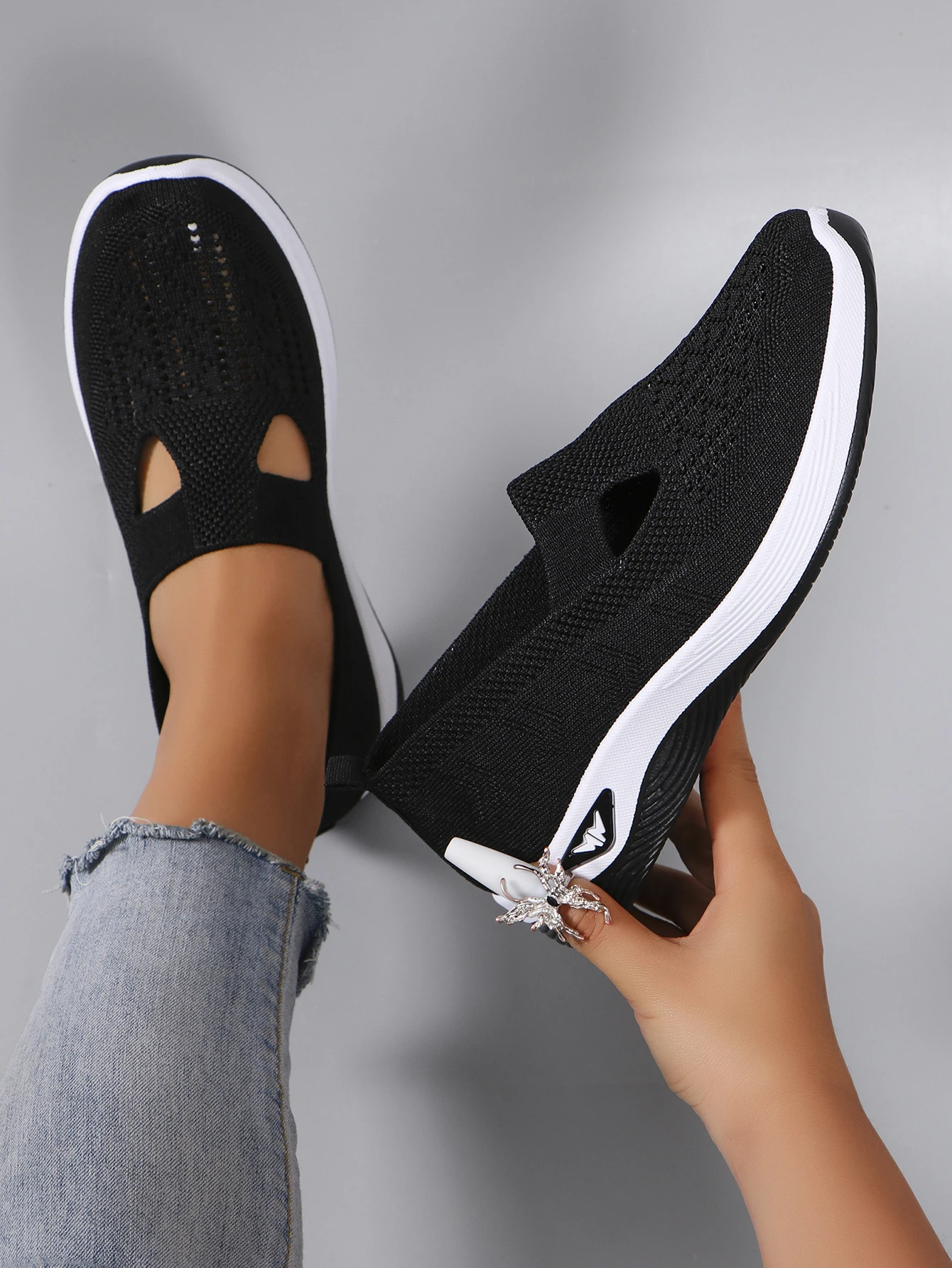 Spring new women's sports shoes, fashionable, breathable, lightweight, non-slip, wear-resistant, casual sports shoes, flat shoes-19