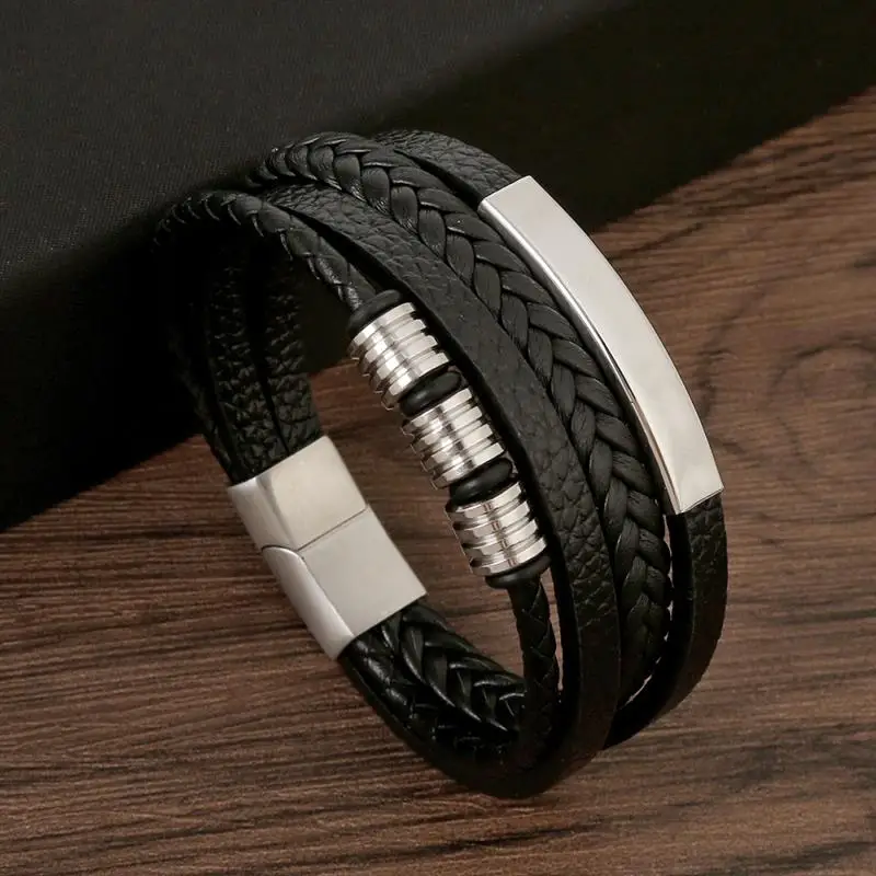 Classic Men's Leather Bracelet New Style Hand-woven Multi-layer Combination Accessory Fashion Man Jewelry Wholesale Dropshipping-5