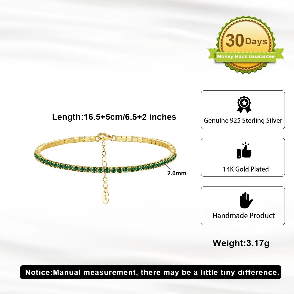 ORSA JEWELS Fashion Tennis Bracelet 925 Sterling Silver Multicolour Zircon Tennis Chain Bracelet for Women Party Jewelry SB190-20