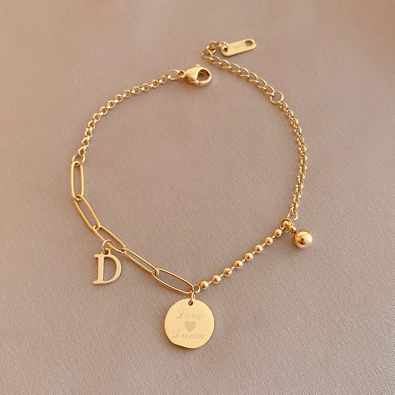 2024 New Korea New Fashion Letter D Star Simple Vintage Pendant Bracelet Woman Stainless Steel Bracelet Luxury Original Jewelry-2 2024 New Korea New Fashion Letter D Star Simple Vintage Pendant Bracelet Woman Stainless Steel Bracelet Luxury Original Jewelry-2