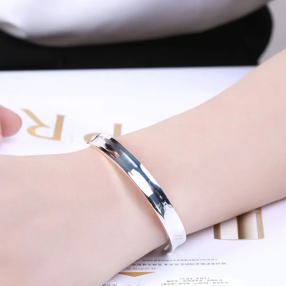 Trendy 925 Sterling Silver Big Bangles Bracelet Cute Charms for Women Lady Fashion Jewelry Adjustment Cuff Wedding Luxury-6 Trendy 925 Sterling Silver Big Bangles Bracelet Cute Charms for Women Lady Fashion Jewelry Adjustment Cuff Wedding Luxury-6