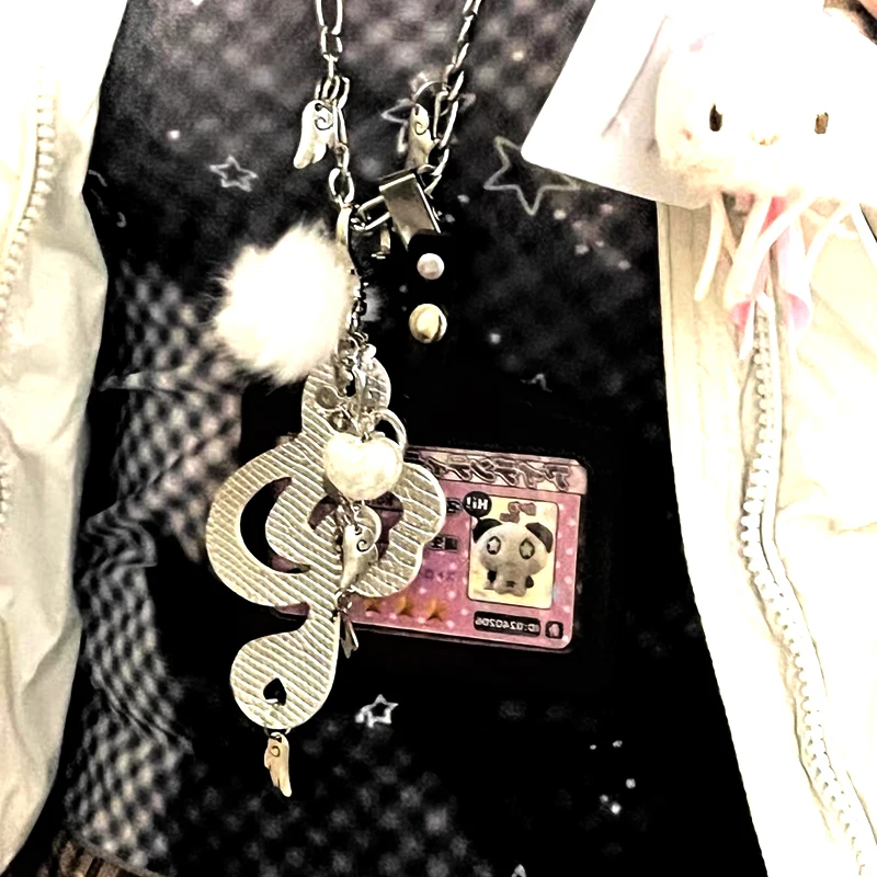 Y2K Jewelry Musical Notes Wings Heart Pendant Necklace for Women Harajuku Kawaii Accessories Korean Fashion Chain Necklace Punk-3 Y2K Jewelry Musical Notes Wings Heart Pendant Necklace for Women Harajuku Kawaii Accessories Korean Fashion Chain Necklace Punk-3
