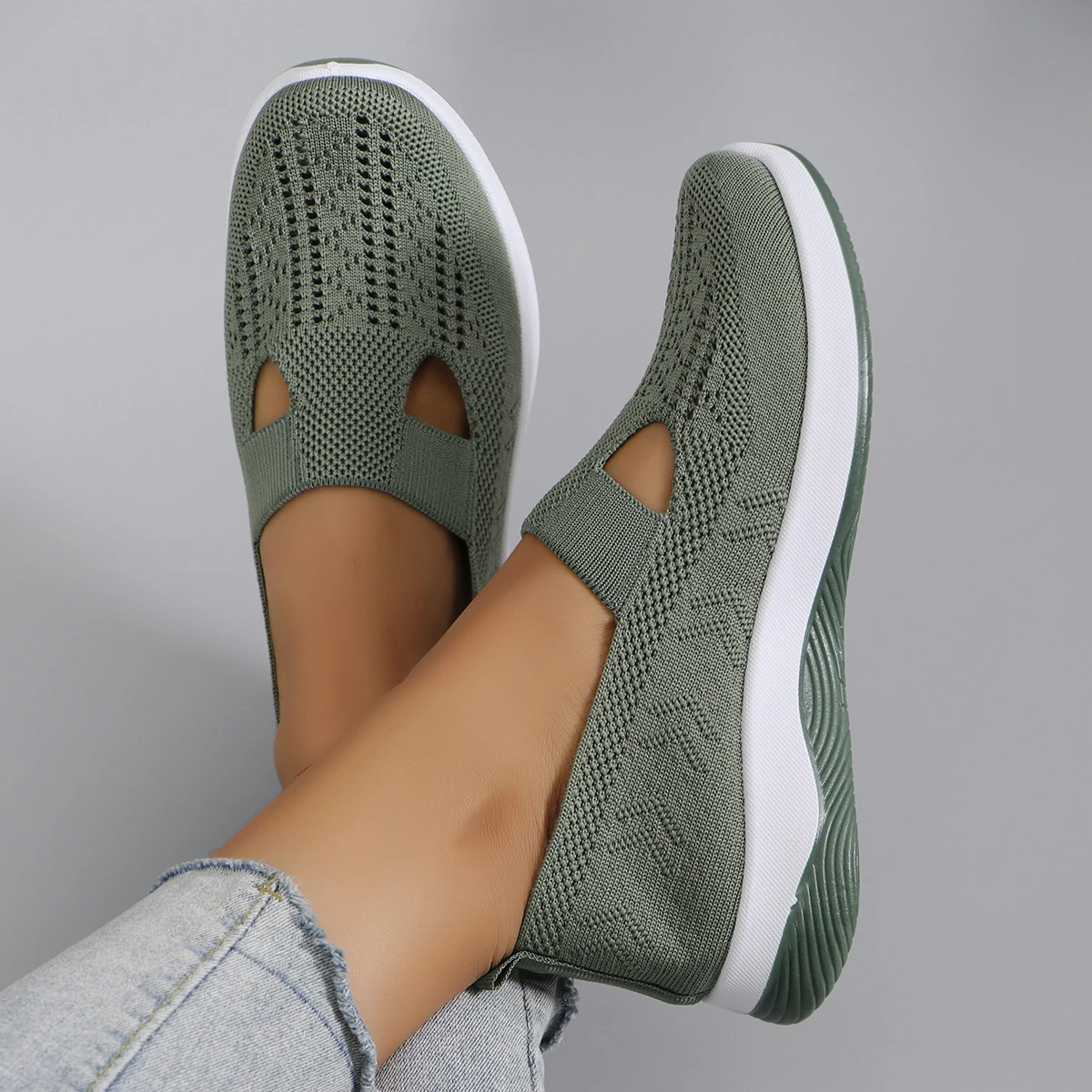 Spring new women's sports shoes, fashionable, breathable, lightweight, non-slip, wear-resistant, casual sports shoes, flat shoes-38