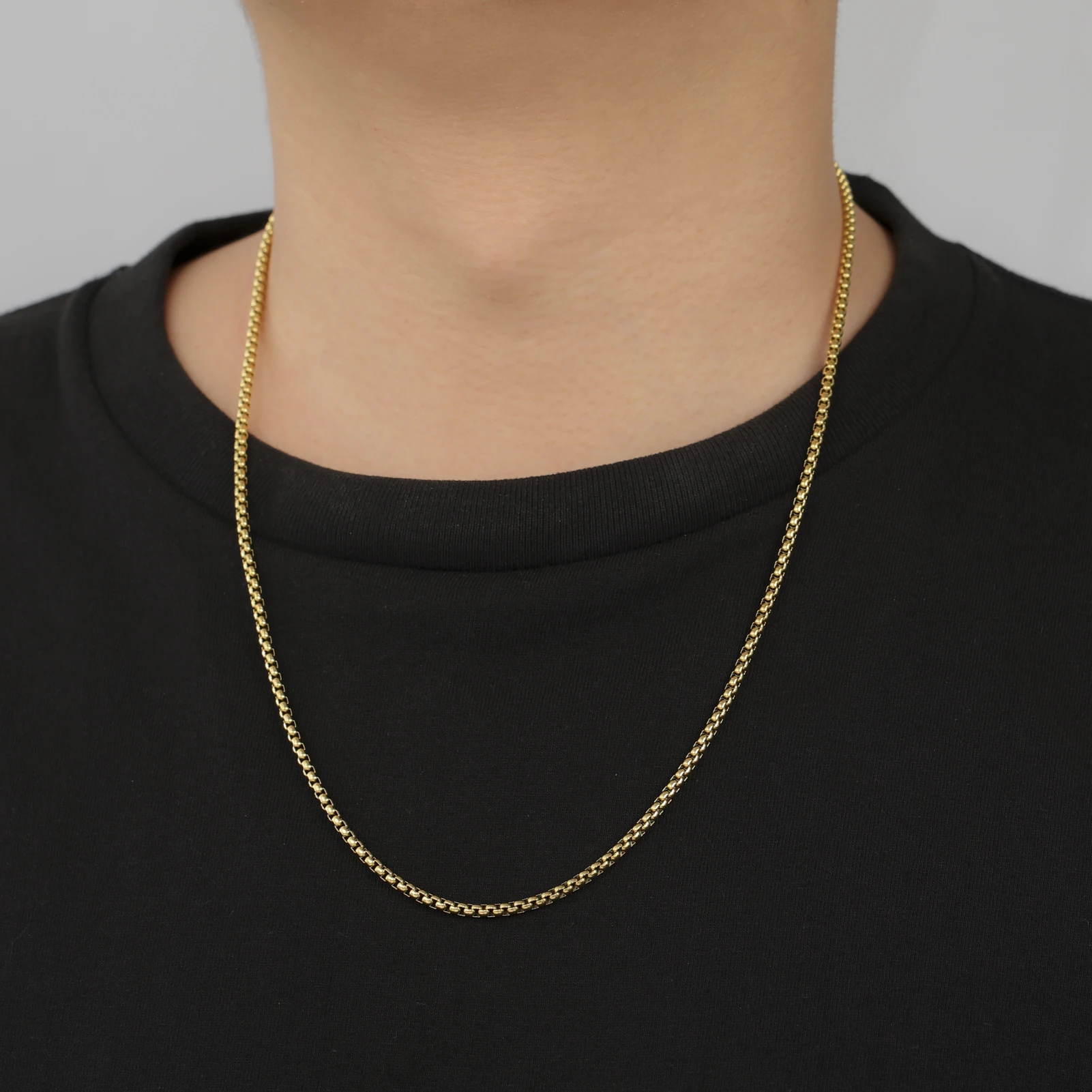 Skyrim Fashion Long Box Chain Necklace Stainless Steel Basic Punk 2-7mm Thick Chains Jewelry Gift for Men Women Wholesale-14