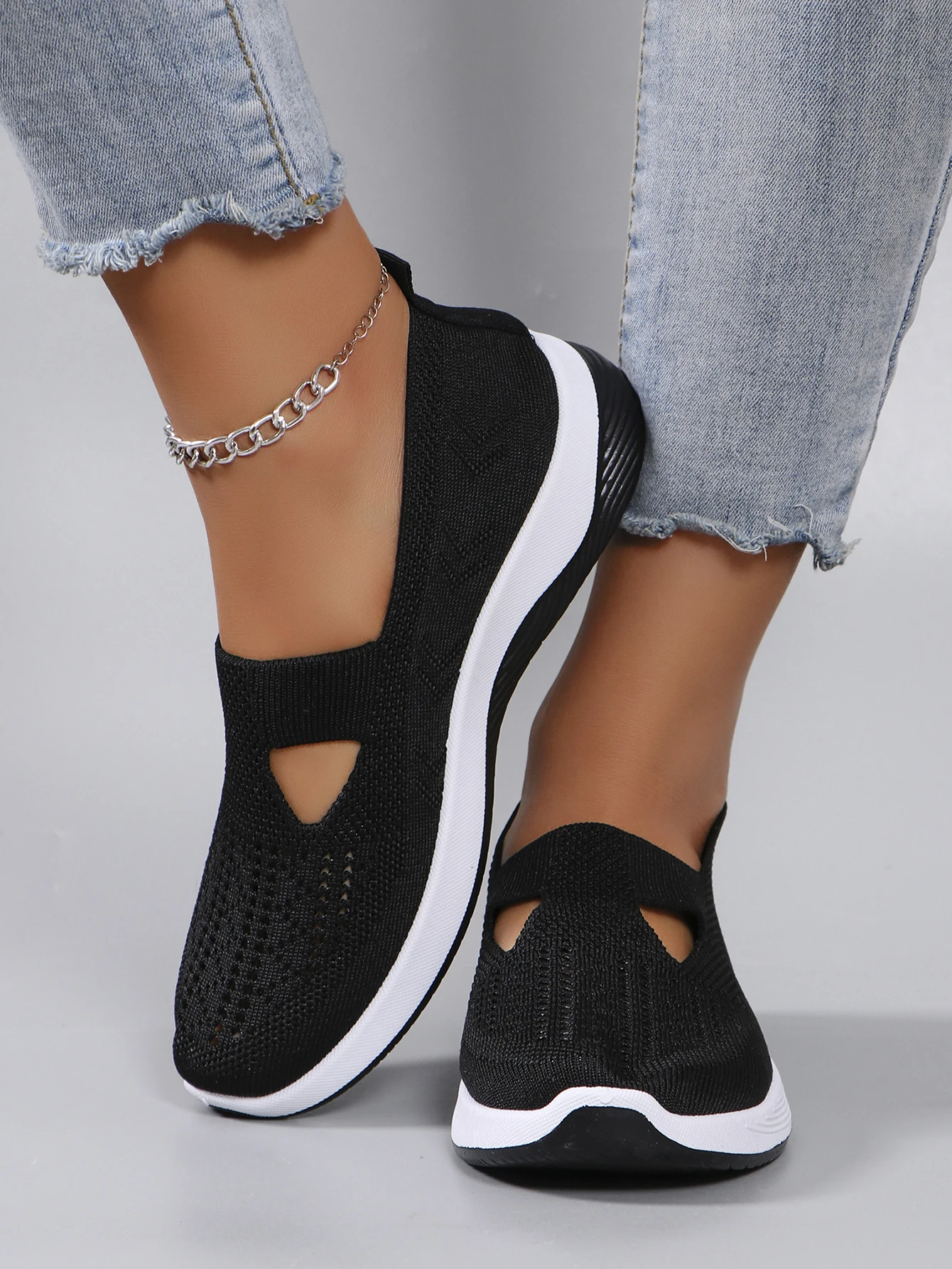 Spring new women's sports shoes, fashionable, breathable, lightweight, non-slip, wear-resistant, casual sports shoes, flat shoes-22